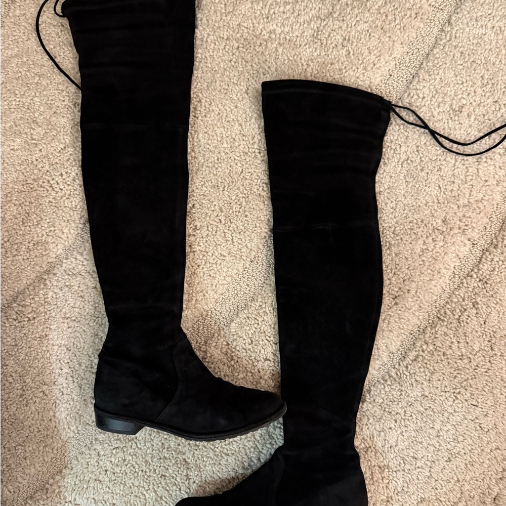 Stuart Weitzman Lowland Black Suede Over The Knee Boot